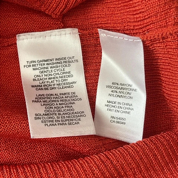 Jones New York Collection Button Front V-Neck Orange Cardigan Sweater Size L - Picture 4 of 5